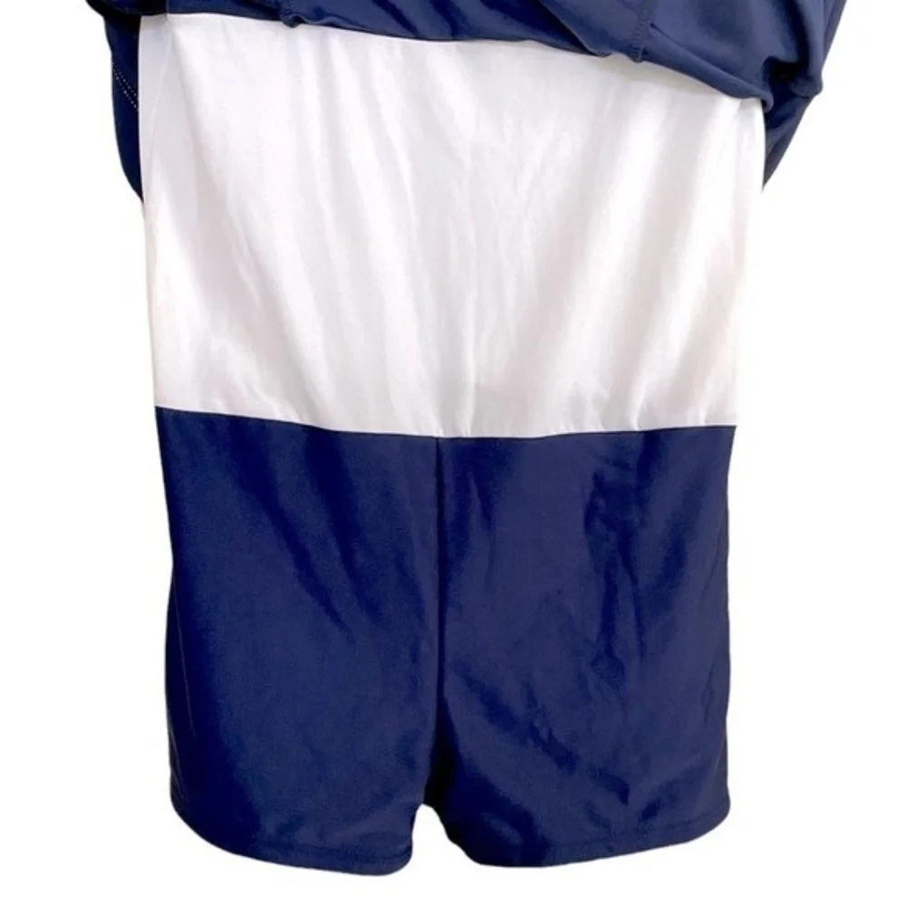Girls Navy Blue White Striped One Piece Swimsuit Size XL Swim Dress NWT Classic